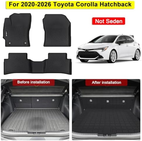 Floor Mats for 2020-2025 2026 Toyota Corolla Hatchback Accessories 8PCS (Not Seden) Cargo Mat Custom TPE All Weather Protection Full Coverage Trunk Liner & Floor Liner car Accessories - Image 2