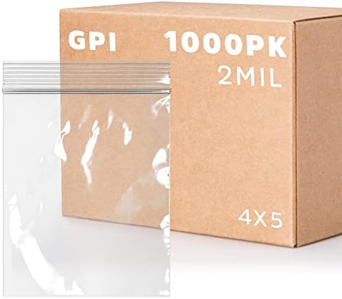 4" x 5" Zip Bags, 1000 Pack, 2 Mil, Reclosable Jewelry Bags, for Coins, GPI by GPI
