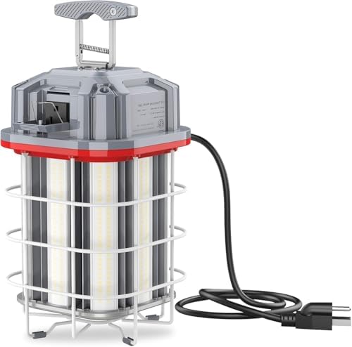 HUOZ 150W LED Temporary Work Light, 22500Lumen 5000K LED Construction Work Lights Hanging Portable Job Site Light with Hook, 10ft Cord, Plug and ON/Off Switch, AC100-277V ETL Listed by Unknown