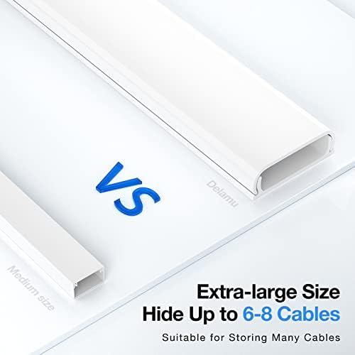 Delamu Cord Hider, 62.8in Cord Covers for 6-8 Wires on Wall, Cable Hider Cable Management, Wire Hiders for TV on Wall, Wire Covers for Cords, Cable Cover Wall, 4X L15.7 W2.36 H0.75in, White - Image 3