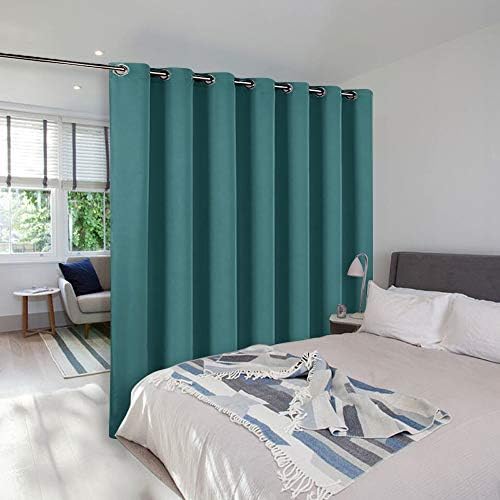 NICETOWN Wall Dividers for Rooms, Room Divider Curtain Screen Partitions, Vertical Blind for Sling Door, Blackout Window Curtains Privacy for Patio (Sea Teal, Single Panel, 9ft Tall x 8.3ft Wide) by NICETOWN