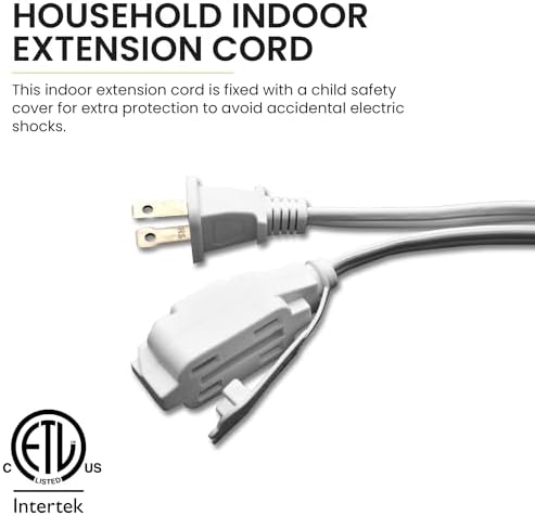 Go Green Power 20ft White Extension Cord, 3 Outlets, 16/2 Gauge, Indoor Use, Child-Safe Covers, UL Listed for Home & Office Electronics - Image 3