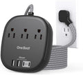 Cruise Ship Travel Essentials, 22.5W/4.5A Flat Plug Power Strip, Black by OneBeat