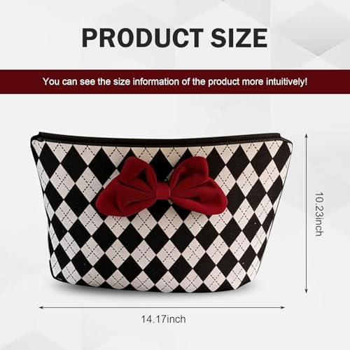 Car Backseat Organizer, Argyle Pattern Auto Seat Gap Storage Bag with Bowknot Decor, Vehicle Interior Hanging Organizer for Small Items, Universal for Most Cars - Image 2