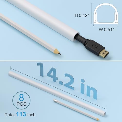 ZhiYo 113in Cord Cover for 1 Wire on Wall, 0.5" W x 0.4" H White - Image 6