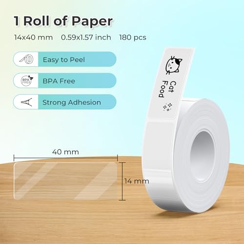 Nelko Genuine P21 Label Maker Tape, 14x40mm(0.55"x1.57"), Transparent - Image 2
