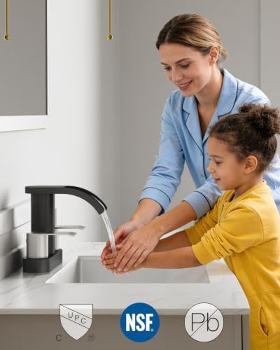 gotonovo 4’’ Centerset Bathroom Sink Faucet Waterfall Black&Brushed Nickel - Image 6