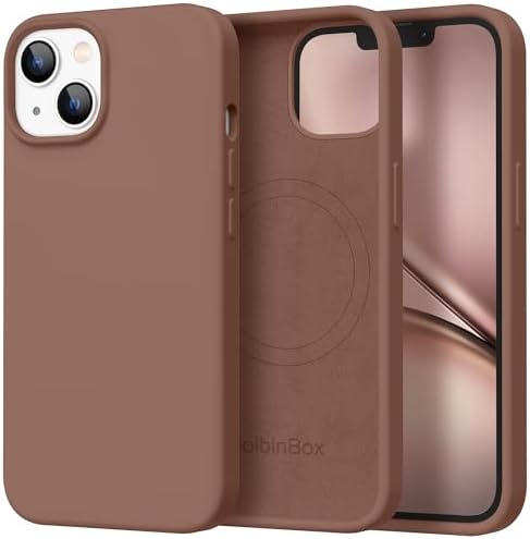 GolbinBox Magnetic for iPhone 15 Case, Silicone Cover, Brown by GolbinBox