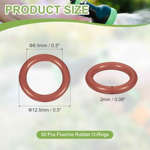 50pcs Fluorine Rubber O-Rings 12.5x8.5x2mm Metric FKM Seal Gasket - Image 2