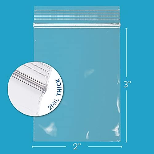 2"x3" Small Zip Bags, 100 Pack, 2 Mil, Reclosable Jewelry Bags - Image 2