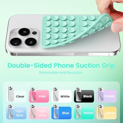 Klearlook Silicone Double Sided Suction Cup Phone Case Mount, Light Green - Image 4