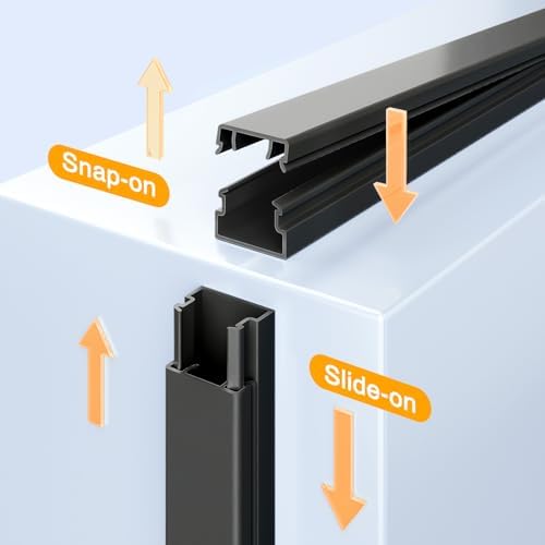 Delamu 157in Cord Covers for Wires on Wall, Cord Hider for 1 Cord, Paintable Cable Hider, Cable Management Wire Covers for Cords,W0.55 H0.4in, Black - Image 4