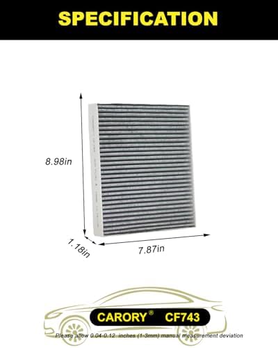 Cabin Air Filter w/Activated Carbon for Nissan Frontier 2022-2025, Titan 2017-2024, Infiniti Q50 2014-2024, Chrysler Town & Country 2008-2016, Dodge Grand Caravan 2008-2020, and More, CF743 - Image 2