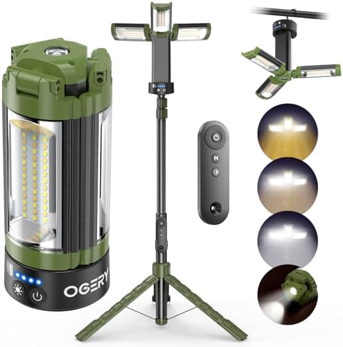 OGERY Camping Lights with Stand & Remote, 10000mAh Rechargeable Work Light by OGERY