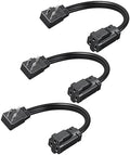 DEWENWILS 1 Ft Extension Cord with 3-Prong Flat Plug, 14/3, 3-Pack, Black by DEWENWILS