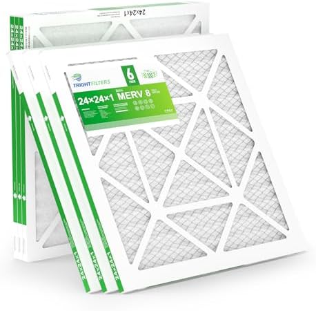 TRIGHTFILTERS 24x24x1 Air Filter 6 Pack, Durable MERV 8 Pleated Home HVAC AC Furnace Filters, Lightweight Compact Air Conditioner Filter Replacement by TRIGHTFILTERS