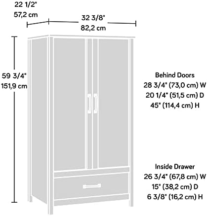 Sauder Cannery Bridge Armoire, L: 32.36" x W: 22.52" x H: 59.80", Sindoori Mango Finish - Image 3