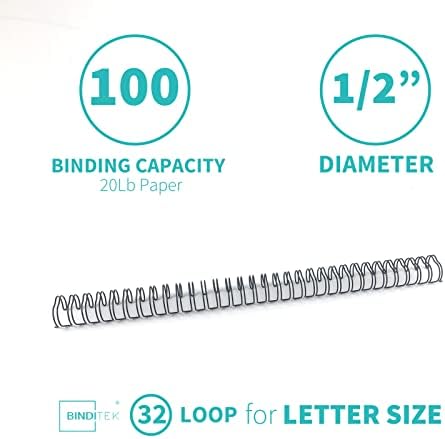 Metal Double Loop Wire Binding Spines, 1/2 Inch, 3:1 Pitch, Black 50 Pack - Image 2