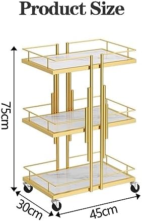 Metal Rolling Cart with Wheels - Spa Storage and Manicure Organizer for Beauty Professionals, Utility Organizer for Salon Use,Gold - Image 2
