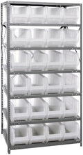 Quantum Storage Systems 2475-951CL Solid Heavy Duty 7 Shelves 24 Hulk Clear Bins 75" H x 36" W x 24" D by QuantumStorageSystems
