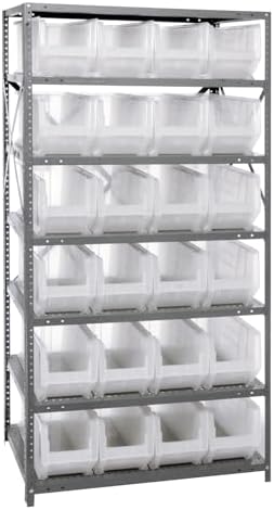 Quantum Storage Systems 2475-951CL Solid Heavy Duty 7 Shelves 24 Hulk Clear Bins 75" H x 36" W x 24" D by QuantumStorageSystems