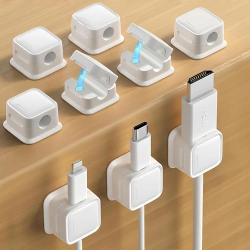 Cord Organizer, Magnetic Cable Clips, Under Desk Management, 9 Pack, White by Costop