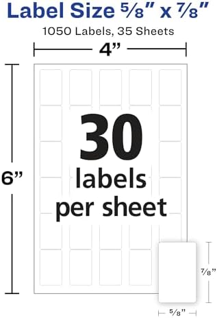 Avery® Multi-Use Removable Labels, 5/8" x 7/8", White, Non-Printable, 1,050 Blank Labels Total (5424) - Image 3