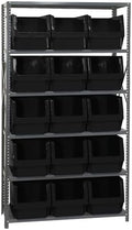 Quantum Storage Systems MSU-533BK Solid Heavy Duty 6 Shelves 15 MAGNUM Black Bins 75" H x 42" W x 18" D by QuantumStorageSystems