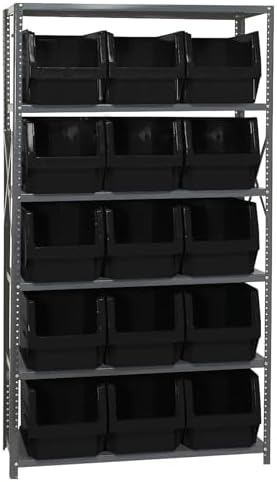 Quantum Storage Systems MSU-533BK Solid Heavy Duty 6 Shelves 15 MAGNUM Black Bins 75" H x 42" W x 18" D by QuantumStorageSystems