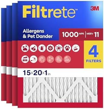 Filtrete 15x20x1 Air Filter, MERV 11, MPR 1000, 4 HVAC Filters by Filtrete