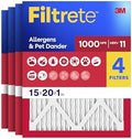 Filtrete 15x20x1 Air Filter, MERV 11, MPR 1000, 4 HVAC Filters by Filtrete