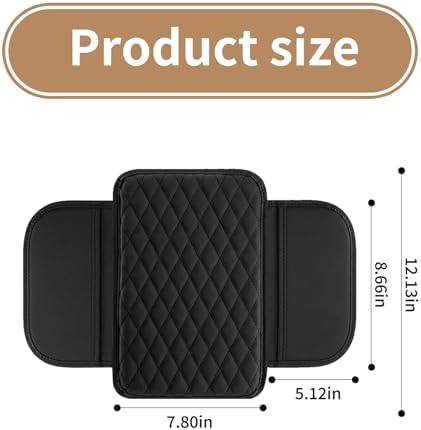 Car Armrest Box Pad,Automobile Center Console Cover,Arm Rest Cover for Car,Universal Middle Console Cover with Storage Bags,for Most Cars, Trucks and Vans (Black) - Image 2