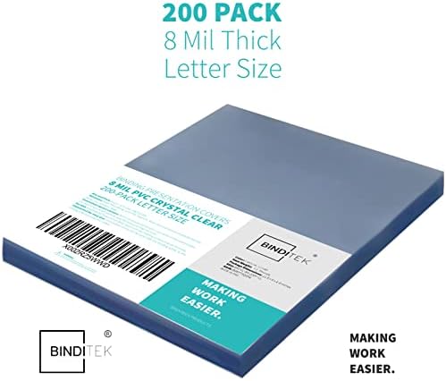 Binditek 8 Mil PVC Binding Covers, 8.5 x 11 Inches, Clear, 200 Pack - Image 2