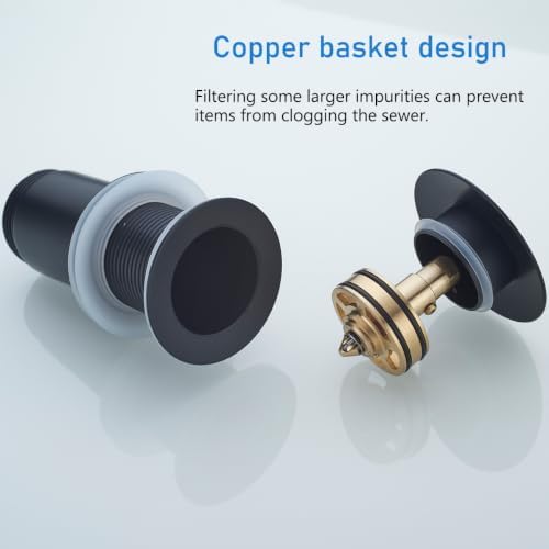 Matte Black Pop Up Sink Drain Without Overflow,SWHYGER Black Sink Drain Kit with Removable Brass Strainer Basket,Lavatory Vessel Basin Sink Drain Stopper, 83606MB. - Image 6
