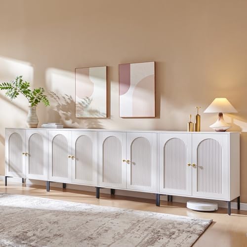 IFGET 123.5" W Modern Arched Sideboard Buffet Cabinet with Storage, White by IFGETEnrichYourLivingSpace