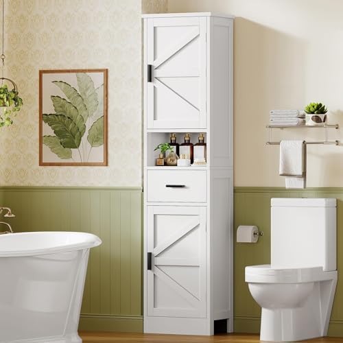 67" H Tall Storage Cabinet with 2 Doors, Narrow Bathroom Storage Cabinet - Image 6