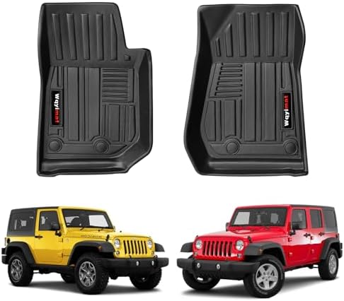 Custom for 2007-2018 Jeep Wrangler JK 4 Door 2 Door Floor Mats 2 Pcs All Weather TPE Rubber Protection Mat (for Jeep Wrangler JK Front Floor Mat) by Wqyimat