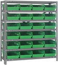 Quantum Storage Systems 1839-108GN Steel Shelving Unit with 4" Shelf Bins, 18" D x 36" W x 39" H, Green by QuantumStorageSystems