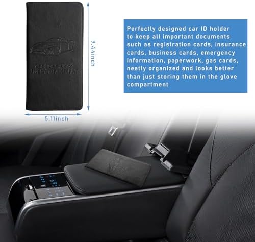 Ziciner Car Registration and Insurance Holder, Auto Card Document Glove Box Organizer with Magnetic Closure, Universal Vehicle Interior Accessories for Cars SUVs (Black-Large) - Image 2