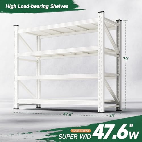 Letaya 3000LBS Storage Shelves Heavy Duty,70" H Garage Shelving Units, 4 Tier Adjustable Utility Rack Shelf,Large Metal Industrial Shelves,for Shop,Warehouse,Basement (48" W x 24" D x 70" H) - Image 2
