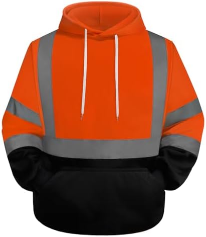 TCCFCCT Security Work Jackets for Men Women Class 3 High Visibility Reflective Hoodie for Men Construction, Hi Vis Hoodies for Surveyors, Durable with Black Bottom, Meets Ansi, WT-Orange 3XL by TCCFCCTPROFESSIONALSAFETYSOLUTIONS