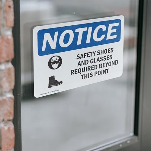 (2 Pack) Safety Shoes And Glasses Required Sign With Symbol OSHA Notice Sign 24 Inch X 18 Inch Vinyl Label Decal Sticker Weather Resistant, UV Protected for Workplace, Business, and Construction Site, Made in the USA - Image 4