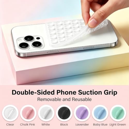 Anteel 2 Pack Silicone Suction Cup Phone Case Mount Double Sided, Hands-Free Silicon Phone Grip with Higher Suction Power for Selfies and Videos, Non Slip Phone Accessories (White) - Image 2