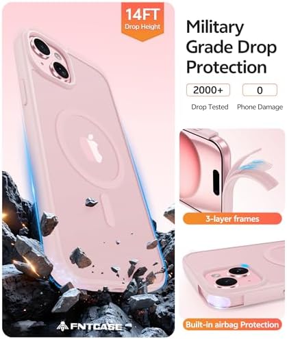 FNTCASE for iPhone 15/14/13 Case, Fit for Magsafe, Glass Screen Protector - Image 5