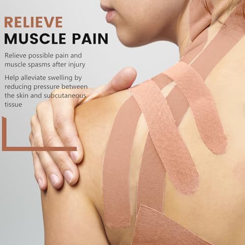 5 Rolls Skin Color Kinesiology Tape, 2 inch x 16.4 Feet Kinetic Tape - Image 5