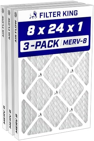 Filter King 8x24x1 Air Filter MERV 8, AC Furnace Filters (3-Pack) by FilterKing