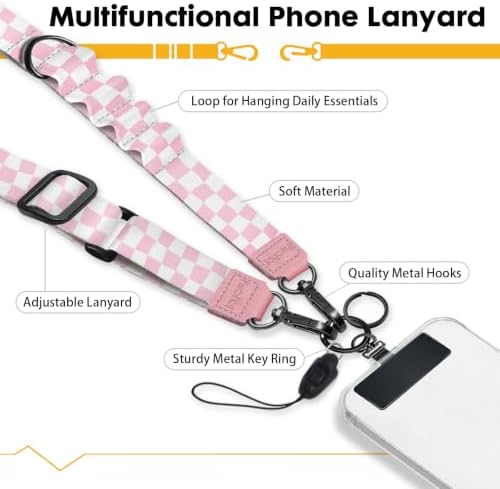 Icycay Phone Lanyard Crossbody Strap Adjustable Teacher Women Checkered - Image 3