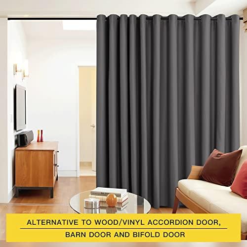 NICETOWN Closet Door Heavy Curtain, Room Dividers Shade Screens Partitions, Extra Large Grommet Top Space Partition Blackout Curtain, Screen Dividers for Rooms (1 Pack, 20ft Wide x 9ft Long, Grey) - Image 3