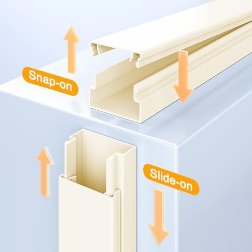 Delamu 157in Cord Hider, Cord Cover Wall Cable Management, Paintable Wire Cover for Cords, Cable Hider Raceway Kit, Cable Cover Concealer, Wire Hiders for TV on Wall, 10 X L15.7 W1.18 H0.6in, Beige - Image 5