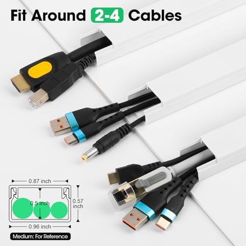 Cord Hider Kit, 58in Cord Covers for Wires on Wall, Paintable Wire Covers for Cords, Self-Adhesive Cable Hider Cord Organizer, Wire Hiders, 4X L14.5in X W0.96in x H0.57in - Image 2